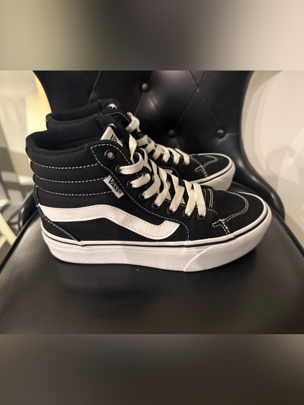 Vans Women’s Sk8-Hi Platform Black/White High-Top Sneakers